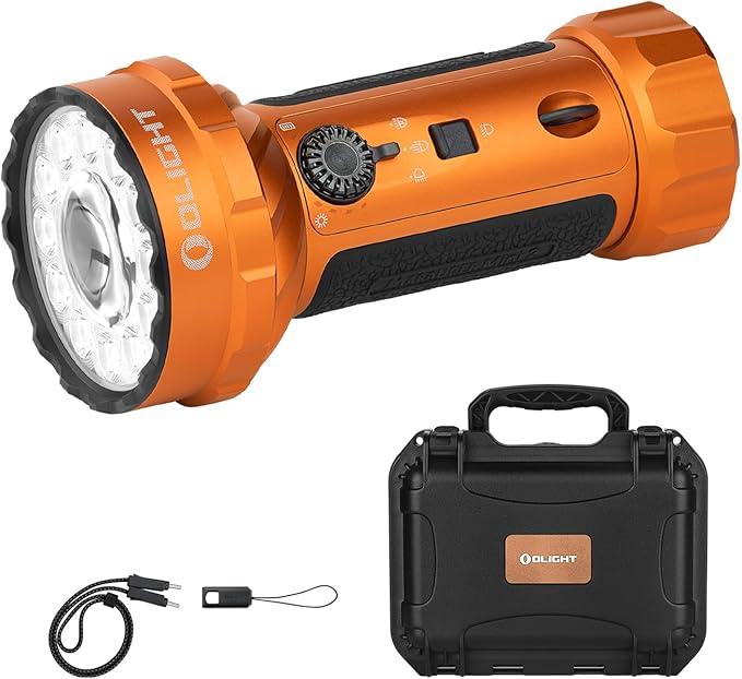 OLIGHT Marauder Mini 2 Bright Flashlight 10,000 Lumen with 750 Meters Beam Distance, Rechargeable Light with Dual Charging & 5 Lighting Modes for Outdoor, Camping, Emergencies (Orange)