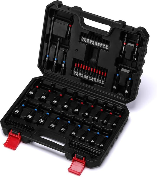 CASOMAN 68-Piece Magnetic Nut Driver Set for Impact Drill, Metric & SAE, Includes Screwdriver Bits, Quick-release Bit Extension Holder, Socket Adapters & Wing Nut Driver