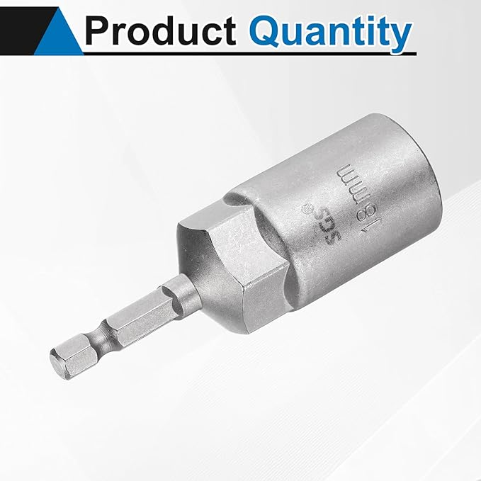 HARFINGTON Nut Driver Drill Bit 18mm Metric Socket 1/4" Hex Shank 3.15" (80mm) Long 6-Point Sockets Quick Change CR-V Steel Bolt Setters for Power Drill Drivers