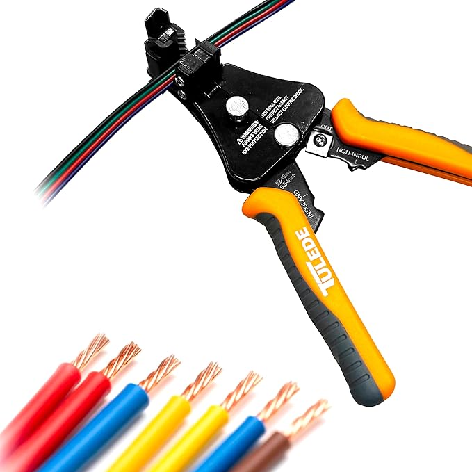 TULEDE Automatic Wire Stripper, 3 in 1 Stripper/Cutter/Crimping Heavy Duty Multi-Function Wire Strippers Tool for 8-18 AWG Electrical Wire, 7 Inch