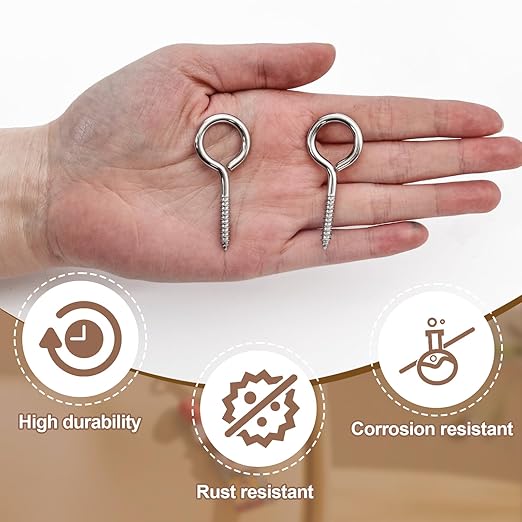 40PCS 2 inches Screw Eyes M3 304 Stainless Steel Eye Screws, Heavy Duty Screw, Eye Hooks Screw Eye Bolts Eye Hooks Screw, Indoor & Outdoor Uses (40, M3-2inch)