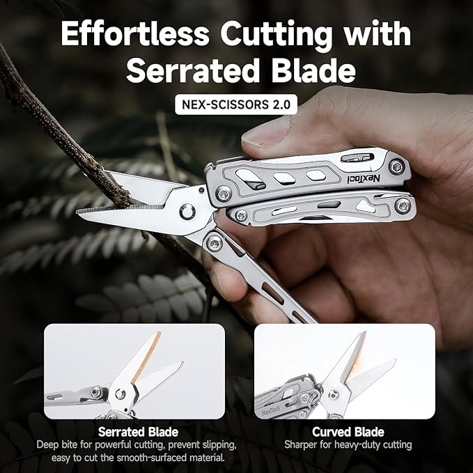 NexTool F12 Mini Multitool, 13-in-1 Keychain Multitool with Serrated Scissors, File and Safety Lock, Upgraded 80Cr14Mov Steel Multi Tool for EDC, Outdoor Adventures and DIY, Gifts for Men