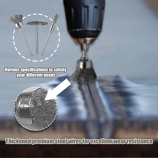 75Pcs Wire Brushes Set Steel Wire Brush Polishing Wheels Full kit 1/8" Shank Accessories for Rotary Tools