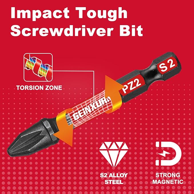 Impact Phillips Screwdriver Bits Set,45 Pcs 2" Magnetic (PZ1/PZ2/PZ3) S2 Steel Multi Driver Bits with Storage ColorfulBox