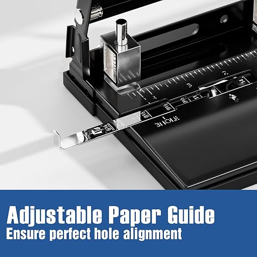 XOOL 3 Hole Punch, Heavy Duty Metal Hole Puncher for 2 or 3 Holes, 9/32" 7mm Hole Diameter, 40-Sheet Capacity, Adjustable Hole Spacing, Non-Slip Base for Office & School