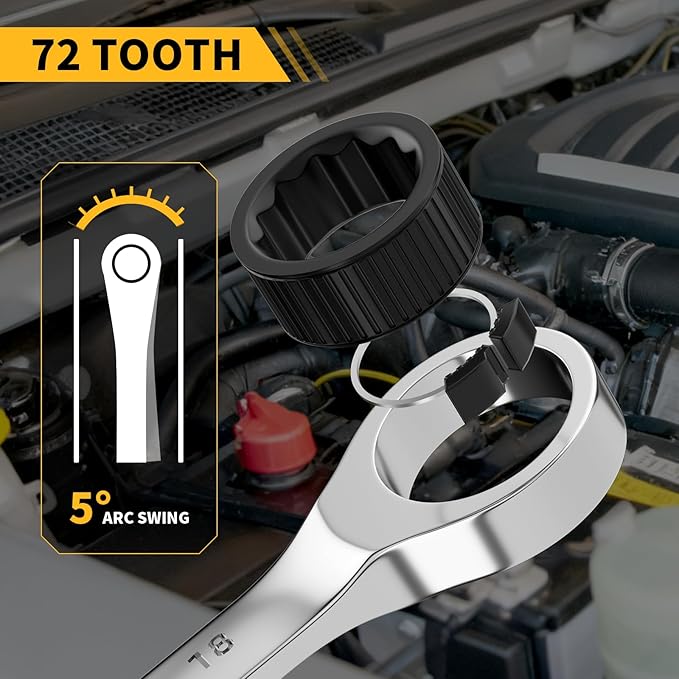 GRENPRO Ratcheting Wrench Set, 23PCS Combination Wrench Sets, Wrench Set Metric and Standard & SAE, 6-18mm & 1/4" to 3/4" with Color Ring, Ratchet Set With Roll Up Pouch, CRV Socket Mechanic Tool Sets