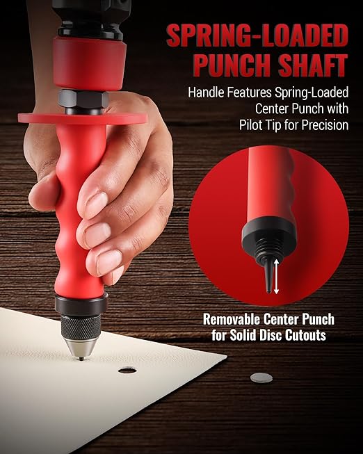 Hole Punch Set, 14 Pcs Hollow Punch Set 3/16" to 1-3/8"(5-35mm), Gasket Punch Set with Pin Point Punch Shaft