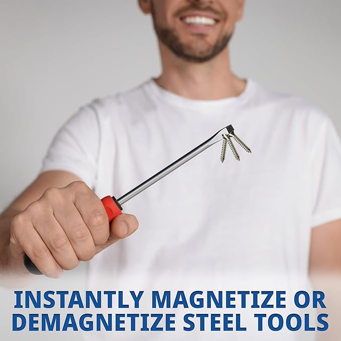 Demagnetizer and Magnetizer for Screwdrivers Tips, Bits, and Small Tools, Large or Big Screws, Drills, Drill Bits, Sockets, Nuts, Bolts, Nails and Precision Construction, Blue - 3 Pack