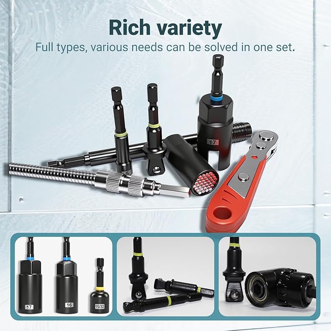 86-Piece Impact Magnetic Nut Driver Set, SAE/Metric Nut Driver Set, Right Angle Drill Driver, Socket Adapters, Bit Holder, Wing Nut Driver, Ratchet Bit Driver, Quick Release Extension, Power Bits
