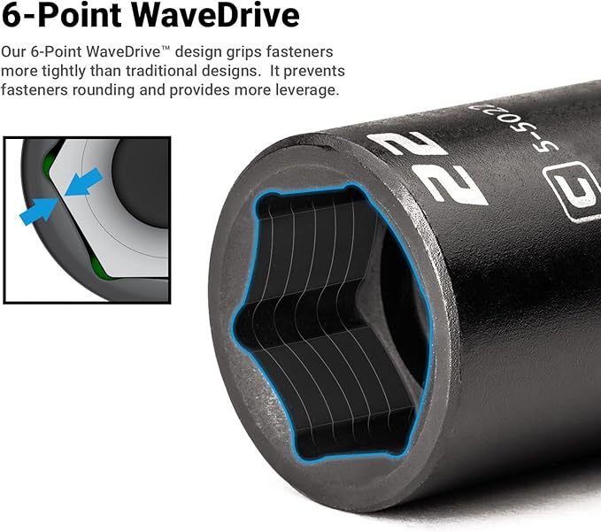Capri Tools Shallow Impact Socket, 3/8-Inch Drive, 6-Point, Metric (22 mm)
