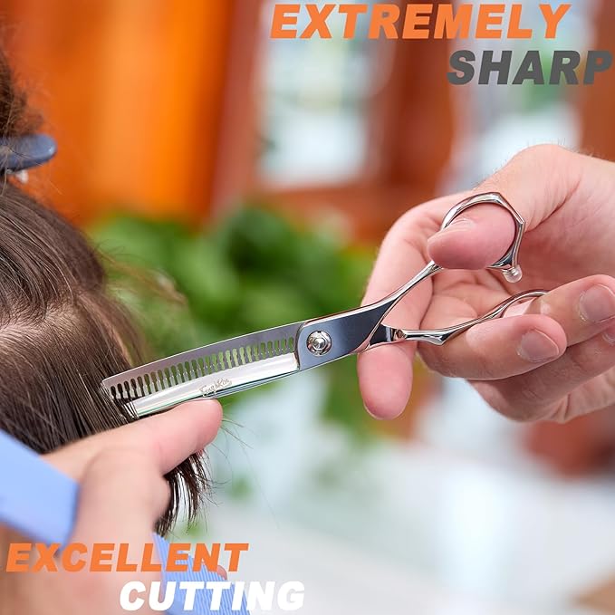 High-end Professional Hair Cut Thinning Scissors Hair Cutting Teeth Shears Barber Hairdressing Texturizing Scissor Extremely Very Sharp 6 Inch Stainless Steel Alloy For Men Women Salon& Home