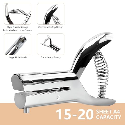 1/8 inch Hole Punch,Single Heavy Duty Hole Punches Paper Punch Portable Hand Held Long Hole Punch Small Hole Puncher Single for Tags Paper Cards Plastic Cardboard (1/8''-3MM Hole)