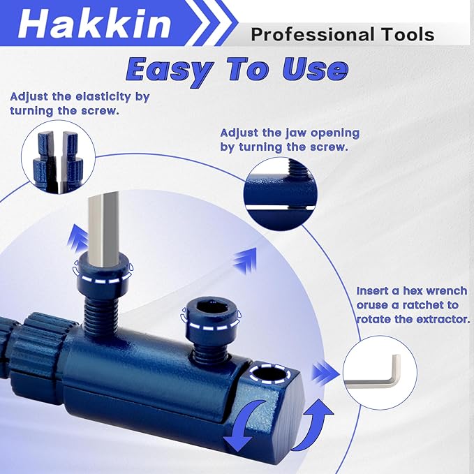 Hakkin Broken Pipe Thread Extractor Tool for 1/2", 3/4", 1" Pipes, Faucet Removal Tool Stripped Pipe Extractor Set with Internal Pipe Wrench, for Rusted/Damaged Bolts & Pipe Threads