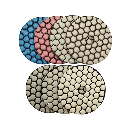SHDIATOOL 3 Inch Dry Diamond Polishing Pads Set of 7 Pieces for Granite Marble Quartz