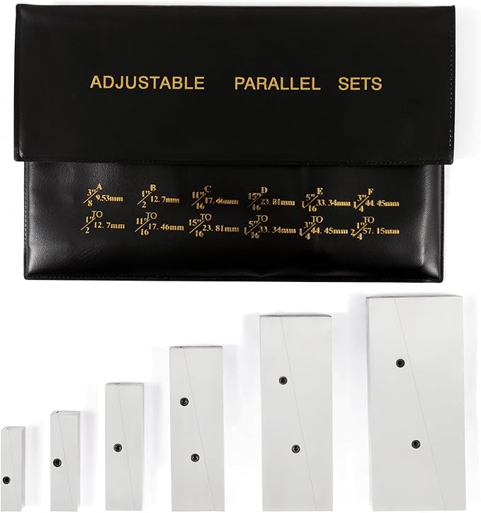 PEC Tools 3/8" - 1-5/16" Adjustable Precision Parallel Block Set, 4 Piece Steel Parallel Block Set Measurement, Made in USA