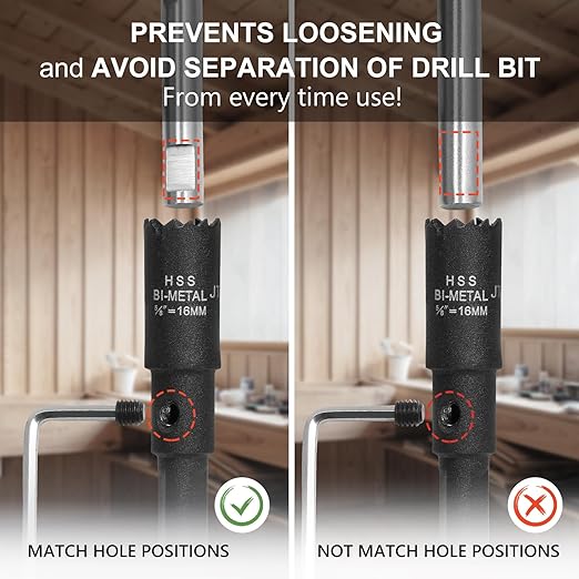 5/8 Inch Hole Saw with 9.1mm Triangle Shank Arbor, JTemgle Bi-Metal Hole Saw Heavy Duty Hole Cutting Tool for Cornhole Boards, Recessed Lights, Wood, Plastic, Drywall & Soft Metal