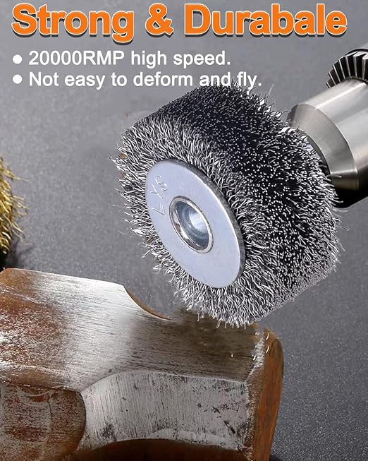 Rocaris 2 Pack 2 Inch Wire Wheel Brush for Drill Attachment - Heavy Duty Carbon Steel Brushes for Paint, Rust & Corrosion Removal - 0.0118" Wire, 1/4in Shank, 20000RPM