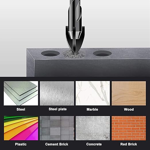 Masonry Concrete Drill Bit Set for Tile, Brick, Glass, Plastic and Wood, Tungsten Carbide Tip Work with Ceramic Tile, Wall Mirror, Paver on Concrete or Brick Wall, 10 Pcs