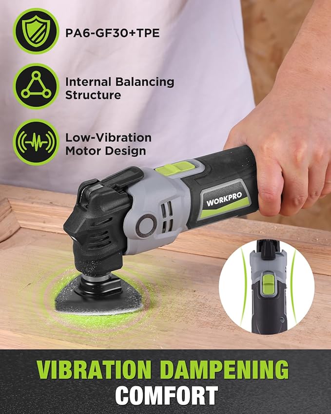 WORKPRO 400W Oscillating Multi-Tool, 6-Speed Corded Power Saw with LED Light, Quick Blade Change, 3.5째 Oscillation Angle, 22 Accessories for Cutting, Sanding, Scraping
