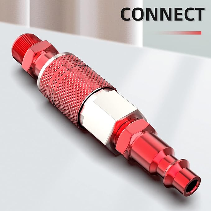GASHER 20PCS 1/4-Inch NPT Male Red Aluminum Industrial Air Plug, Pneumatic Plugs 300PSI