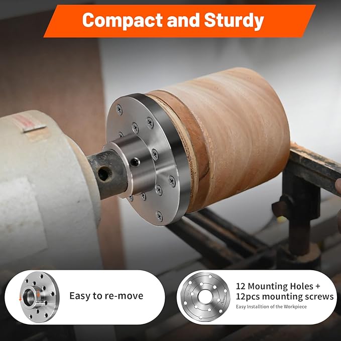 Wood Lathe Steel Faceplate 4",Faceplate for Wood Lathe,Lathe Face Plate Fit for M33x3.5 Spindle
