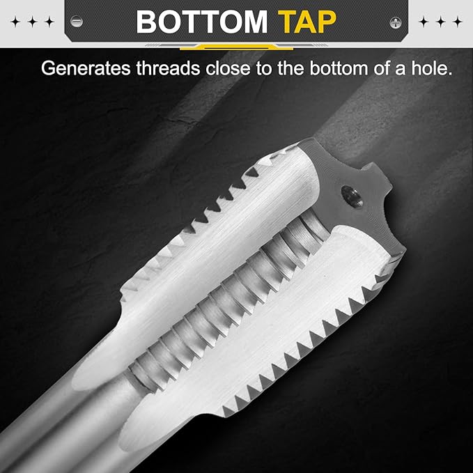 uxcell Hand Bottom Tap 1"-1/4"-7 BSW 2B Thread Bottoming Style Threading Taps High Speed Steel HSS6542 Straight Flutes Screw Tapping Tool