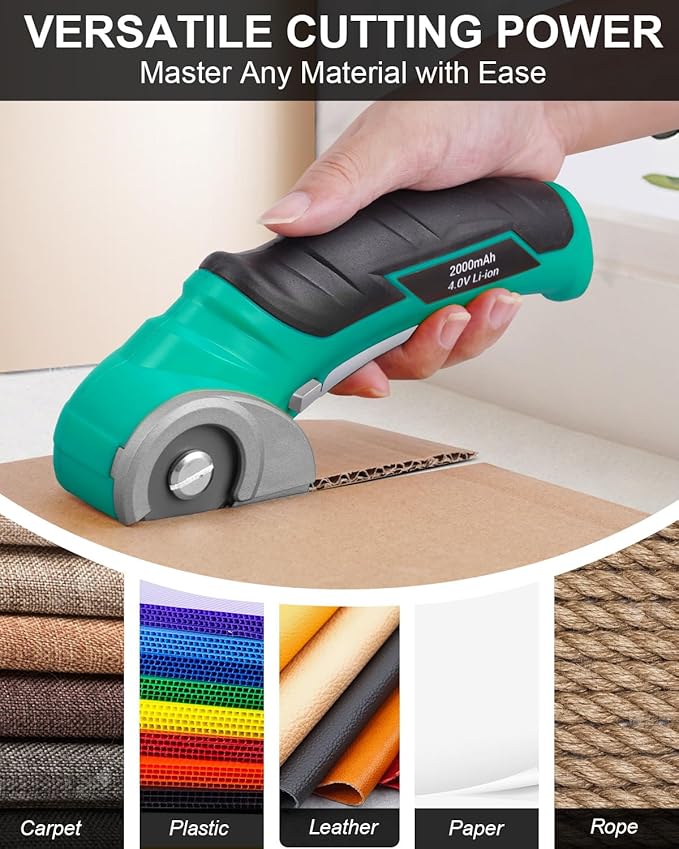 Gifts for Men Christmas Stocking Stuffers for Women Electric Box Cutter Power Shears 4V Cardboard Cutter Carpet Cutter Tool Heavy Duty Rotary Cutter for Thin Box Plastic for Birthday White Elephant