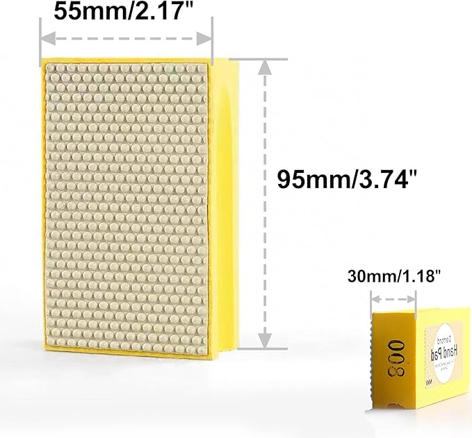 800 Grit Diamond Polishing Sanding Block for Granite Marble Glass - Handheld Grinding Pad