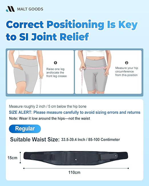 Non-Slip SI Joint Belt with Pads for Women & Men ??Widened, Breathable Sacroiliac Pelvic Support Belt for SI Joint Stabilization& Sciatic, Hip Pain Relief | Under-Clothes Wear, Adjustable Design (Regular)
