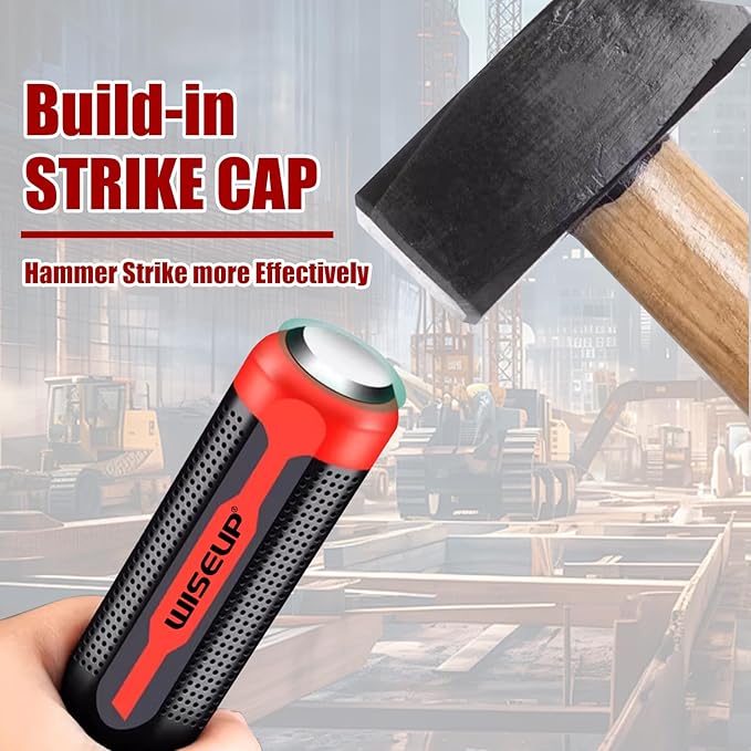 WISEUP 4-Piece Pry Bar Set竊?",12",18",24" Heavy Duty Crowbar with Thicker Strike Caps for Prying竊똃emolition竊똀utomotive Mechanic Hand Tools