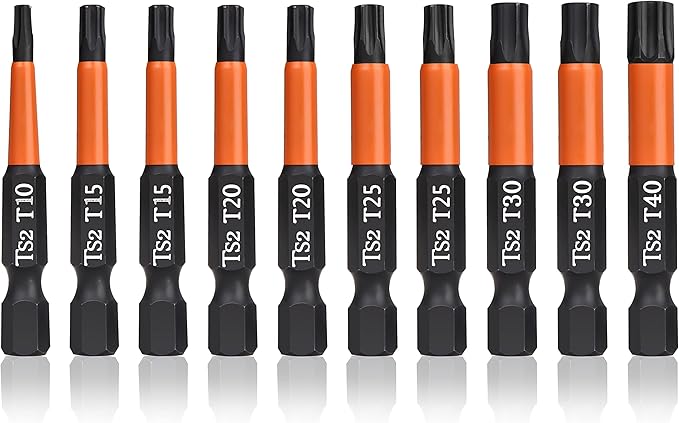 Pro Screwdriver Bit Set - Screwdriver Torx 10 pieces, 50mm length, 1/4??Hex-Shank, with Storage Box