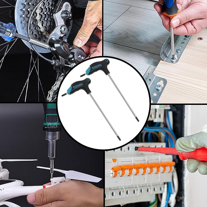Antrader T20 Torx Wrench,Anti Tamper Proof Hex Key,Cr-V Steel T-Handle Dual End Long Arm Screwdriver 2pcs