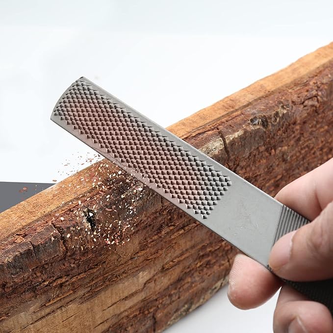 Litoexpe 4 Way Wood Rasp File, 8 Inch Premium Grade High Carbon Hand File, Half Round Flat, Needle Files Wood Rasp for Metal Tools