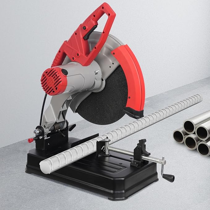 14in Blade Cutting Machine All-aluminum Cut Off Saw 0-45째Adjustable Cutting Saw, 2800W 3900RPM Chop Saw for Cutting Metal Wood Steel Iron Pvc Plastic Aluminum