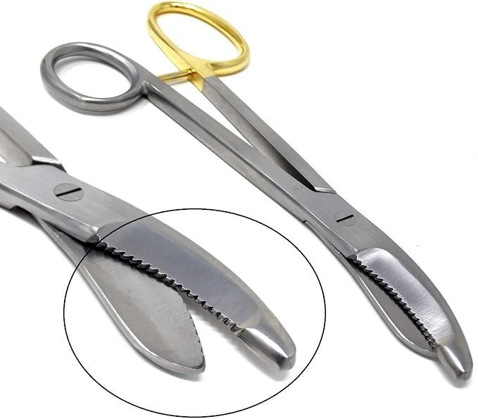 Heavy Duty German Grade Stainless Steel Plaster Cast Cutting Shears Scissors 9.5" with One Serrated Blade and Gold Handle