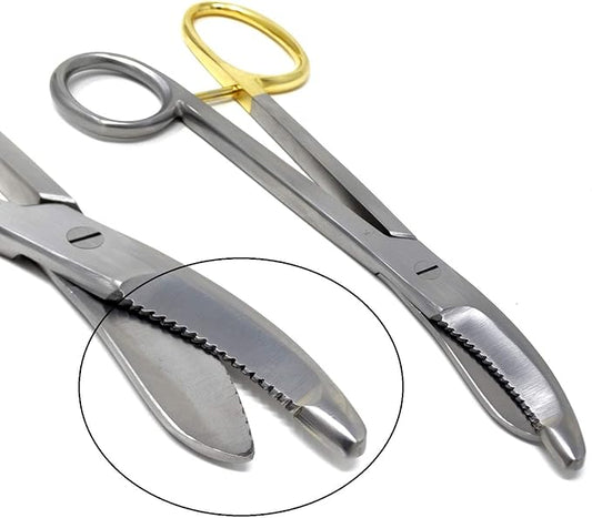 Heavy Duty German Grade Stainless Steel Plaster Cast Cutting Shears Scissors 9.5" with One Serrated Blade and Gold Handle
