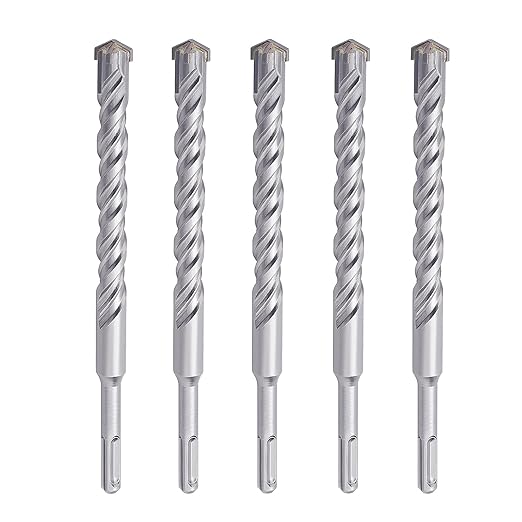 5 Pack 9/16 in x 6.3 in (14 x 160mm) SDS Plus Rotary Hammer Drill Bit, Concrete Drill Bit,Masonry Drill Bit for Concrete, Brick and Cement,160mm Length (9/16 inch (14mm))