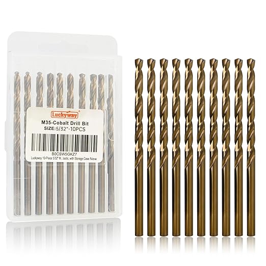 Luckyway 5/32" Cobalt Drill Bit (10 Pcs), Jobber Length Twist Drill Bit Set for Hard Metal, Stainless Steel, Cast Iron, Wood and Plastic, with Storage Case