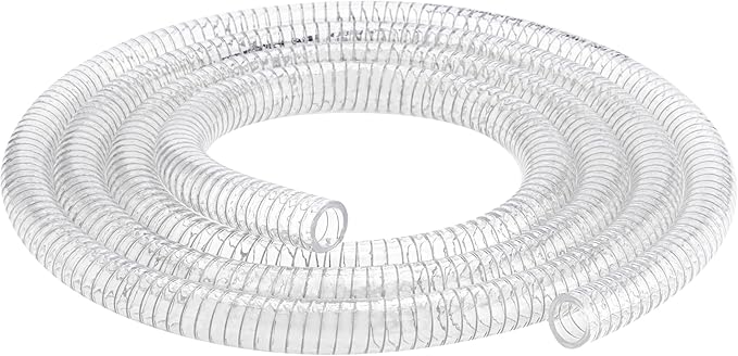 1/2"id-25ft PVC Reinforced Tubing Steel Wire Suction Flexible Hose Vinyl Tubing Heavy Duty PVC Vacuum Hose Drain Fuel Oil Gas Water for Marine Bilge Pump Pond Spa