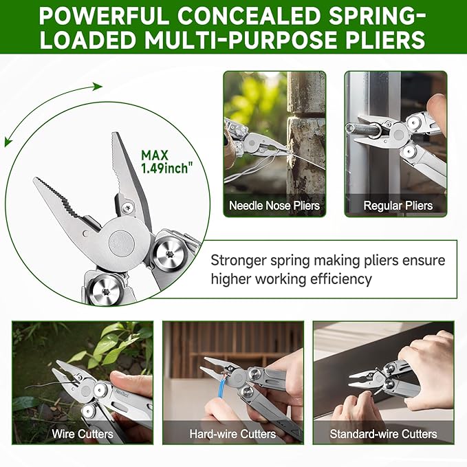 NexTool 14-in-1 Multi-Tool, Stainless Steel Multitool Pliers with 80Cr14Mov Pocket Knife, 2 Safety Locks and Huge Scissors, EDC Multitool Utility Tool for Camping Outdoor Activities (Flagship Max)