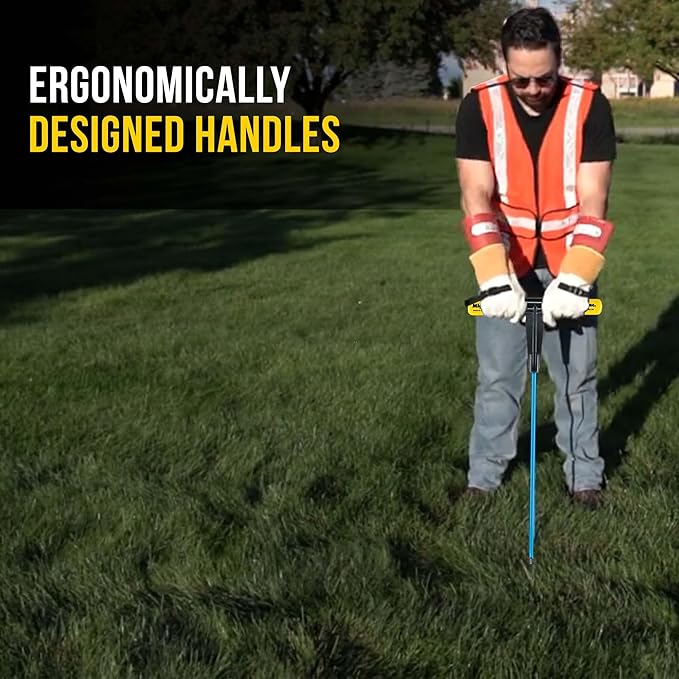 T&T Tools 54-Inch Mighty Probe Insulated Metal Soil Probe ??3/8" Metal Round Rod, Heavy Duty Design for Easy Penetration & Withdrawal, Soil Testing & Landscaping Tools, T-Handle, USA-Made-1 Pack