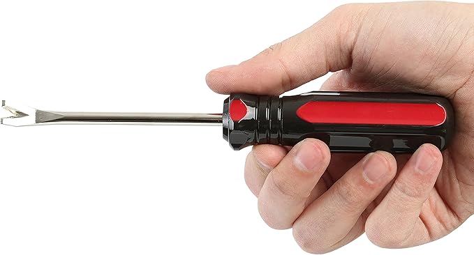 GreatNeck TL4C Heavy-Duty Tack Lifter, Chrome Vanadium Steel Nail Remover Tool With Ergonomic Acetate Handle, Ideal for Carpet Tacks, Upholstery, Rivets, Nails, And Pins, Color May Vary