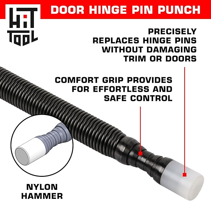 HIT Tool Door Hinge Pin Removal Tool - Spring Driven Door Hinge Pin Remover Punch and Nylon Faced Hammer