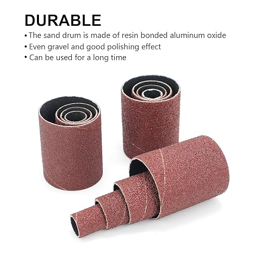 2”Long Sanding Drums and Sleeves Set with 1/4”Shank for Drill or Drill Press, Sanding Drum Kit for Sanding Smoothing Shaping Polishing Fiberglass Wood Metals, 60,80,120 Grit-16pack