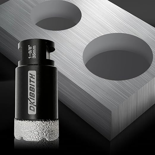 Dry Diamond Core Drill Bits 1-3/8 Inch (35mm) Tile Hole Saws for Porcelain Ceramic Tile Marble Brick Hole Saw with 5/8-11 Thread Plus 3/8 Inch Hex Shank Adapter