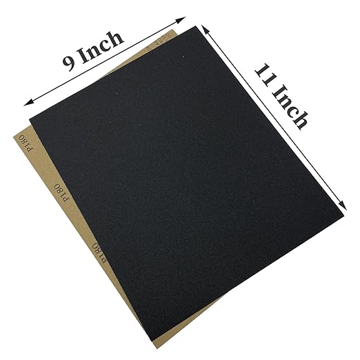 180 Grit Wet Dry Sandpaper, 9 x 11 Inch Sanding Sheets, 10PCS Premium Silicon Carbide Sand Paper for Wood Metal Ceramic or Auto Polishing and Scratches Removing