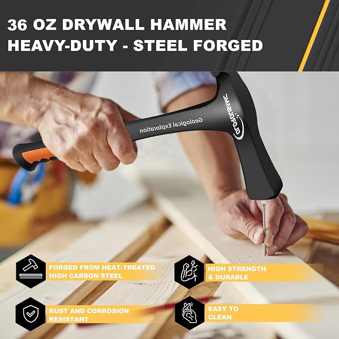 36 oz Ultra Rock Pick Hammer – Heavy-Duty Masonry & Bricklayer Tool with Comfortable Rubber Grip – Ideal for Rock Hounding & Geological Study