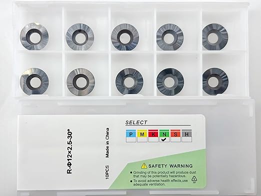 R12 Carbide Inserts - 12mm Tungsten Indexable Cutter Blades for Woodturning, 10pcs + 5 Screws, Universal Fit for Mini/Pro Lathe Tools, Wood Finishers & Hollowers