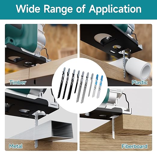 20 Pcs Jigsaw Blades Set with Case, 9 Types of Assorted T-Shank Replacement Jigsaw Blades, for Wood,Plastic and Metal Cutting