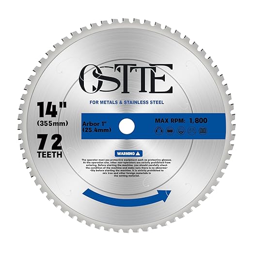 14-Inch Metal Steel Cutting Saw Blade, 14 Inch Chop Saw Blade 72-Tooth with Carbide Tipped Teeth, No Heat No Burrs No Sparks for Mild Steel for Cold Metal Cutting, 1 Pack